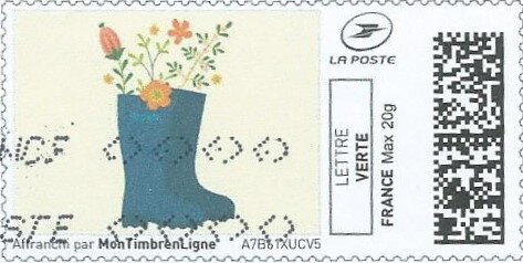 Stamp, Spring. Flowers in Wellies, France,  , Flowers, Shoes