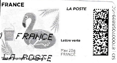 Stamp, Summer. Flamingo Inflated Toy. Redesign, France,  , Beaches, Flamingos, Summer, Toys