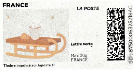Stamp, Winter. Sledge. Redesign, France,  , Sledges, Winter, Winter Sports