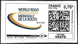 Stamp, World Road Association, France,  , Transport