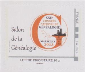 Stamp, XXII Genealogy Congress Marseille, France,  , Conferences, Genealogy, Letters (Alphabet)