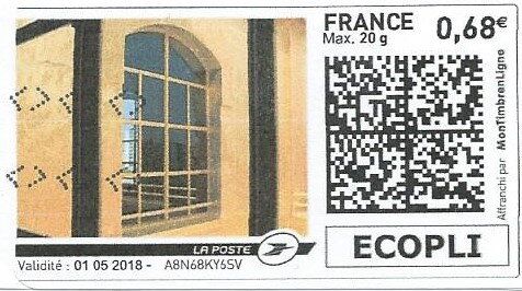 Stamp, Yellow Framed Window in a yellow Wall, France,  , Houses, Windows