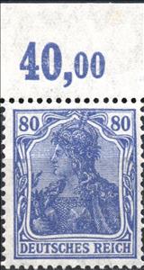 Stamp with Collectible Margin, Germania with the imperial crown, hatched background, German Realm,  , Crowns and Coronets, Women