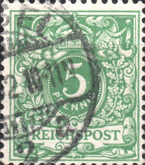 Value number under a crown in a pearls oval
