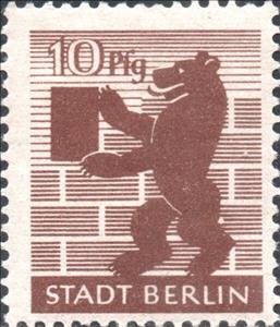 Stamp, Stadt Berlin, Germany,  Allied Occupation of Berlin (1945),  , Bears, Coats of Arms, Heraldic Animals, Mammals, Stylized Animals