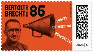 Stamp, Bertolt Brecht, 125th Birth Anniversary, Germany, Federal Republic,  , Authors, Famous People, Literary People (Poets and Writers), Literature, Theatre