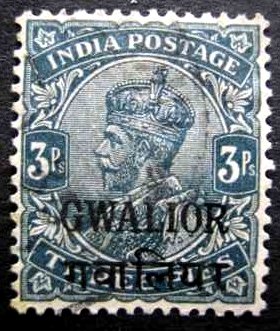 King George V wearing Imperial Crown of India - overprinted