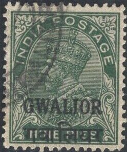 King George V wearing Imperial Crown of India - overprinted