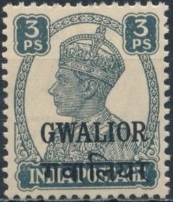 Stamp, King George VI wearing Imperial Crown of India - overprinted, Gwalior,  , Crowns and Coronets, Famous People, Heads of State, Kings, Men, Royalty