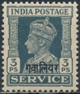 King George VI wearing Imperial Crown of India - overprinted