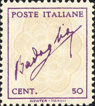 Signature of Badoglio on frame