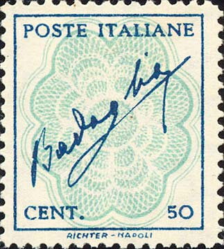 Signature of Badoglio on frame