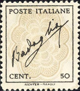 Signature of Badoglio on frame