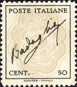 Stamp, Signature of Badoglio on frame, Italy,  , Signatures - Autographs