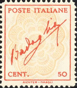 Signature of Badoglio on frame