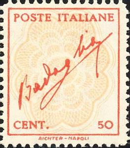 Stamp, Signature of Badoglio on frame, Italy,  , Signatures - Autographs