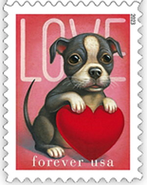 Stamp, Love : Puppy, United States of America,  , Animals (Fauna), Cats, Dogs, Love, Mammals