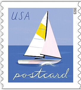 Stamp, Sailboat with Yellow Sail, United States of America,  , Sailing, Sailing Ships, Ships
