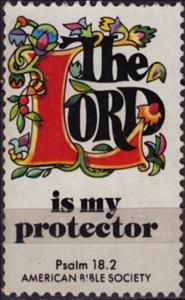 Stamp, The Lord is my protector, United States of America,  , Christian, Letters (Alphabet), Proverbs and Quotations