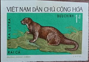 Stamp, Eurasian Otter (Lutra lutra), Vietnam,  , Animals (Fauna), Mammals, Otters
