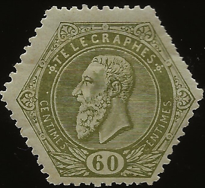 Telegraph Stamp: leopold II on a lined background