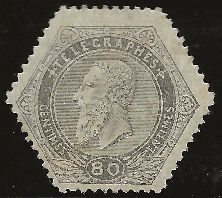 Telegraph Stamp: leopold II on a lined background