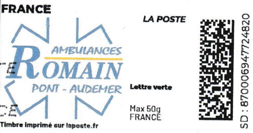 Stamp, Ambulances Romain. Redesign without laposte logo, France,  , Taxis