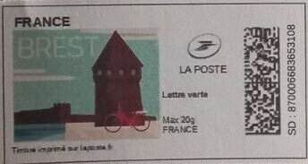 Stamp, Brest. Redesign, France,  , Bicycles, Cycling, Towers