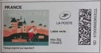 Stamp, Carcassone. redesign, France,  , Bicycles, Cycling, Townscapes / City Views