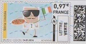 Stamp, Comic Series. Pizza Man, France,  , Cartoons, Food