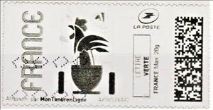 Stamp, France Cockerel in black, France,  , Roosters and Chickens, Stylized Animals