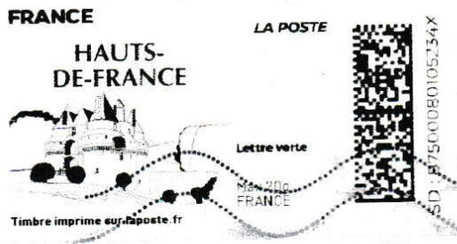 Stamp, Hauts-de-France without laposte logo, France,  , Castles