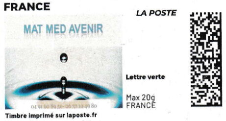 Stamp, Mat Med Avenir. Redesign without laoste logo, France,  , Healthcare, Water