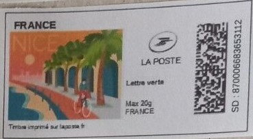 Stamp, Nice. redesign, France,  , Bicycles, Coastal Areas, Cycling