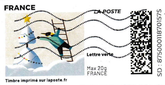 Snowman, penguin on a ladder without laposte logo