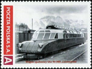 Stamp, Motor car Sax 90 080 "Luxtorpeda", Personalized and Private Mail Stamps,  , Locomotives, Railways