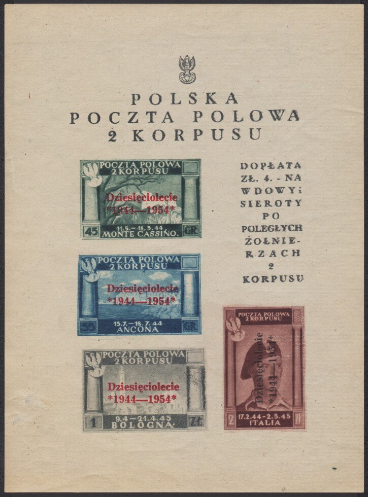 Polish Victory in Italy - Souvenir Sheet - Overprinted