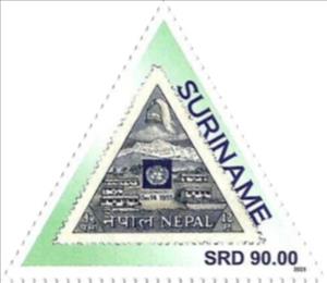 Stamp, Nepal Stamp of 1956, Suriname,  , Stamps, Triangle Stamps