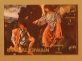 Stamp, Angels and Saints, Umm al-Qiwain,  , Art, Christian, Paintings, Religion