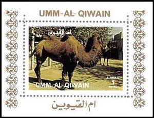 Souvenir Sheet, Bactrian Camel (Camelus bactrianus), Umm al-Qiwain,  , Animals (Fauna), Camels, Mammals