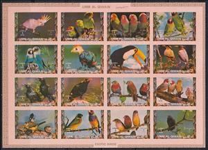 Stamp, Birds; large format, Umm al-Qiwain,  , Animals (Fauna), Birds, Parrots, Toucans