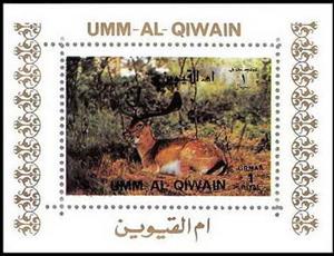 Souvenir Sheet, Fallow Deer (Dama dama), Umm al-Qiwain,  , Animals (Fauna), Deer, Mammals