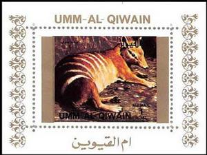 Souvenir Sheet, Numbat (Myrmecobius fasciatus), Umm al-Qiwain,  , Animals (Fauna), Mammals, Marsupials