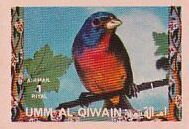 Stamp, Painted Bunting (Passerina ciris), Umm al-Qiwain,  , Animals (Fauna), Birds, Parrots