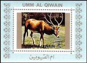 Souvenir Sheet, Red Deer (Cervus elaphus), Umm al-Qiwain,  , Animals (Fauna), Deer, Mammals