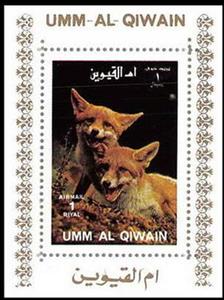 Souvenir Sheet, Red Fox (Vulpes vulpes), Umm al-Qiwain,  , Animals (Fauna), Foxes, Mammals