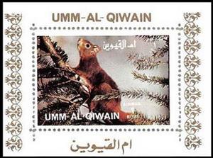Souvenir Sheet, Red Squirrel (Sciurus vulgaris), Umm al-Qiwain,  , Animals (Fauna), Mammals, Rodents, Squirrels