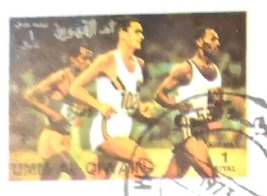 Stamp, Running, Umm al-Qiwain,  , Athletes, Athletics, Olympic Games, Running, Sports