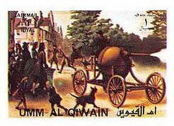 Stamp, The Magdeburg Hemispheres Experiment, Umm al-Qiwain,  , Paintings, Spacecrafts