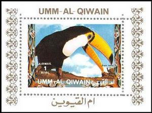 Souvenir Sheet, Toco Toucan (Ramphastos toco), Umm al-Qiwain,  , Animals (Fauna), Birds